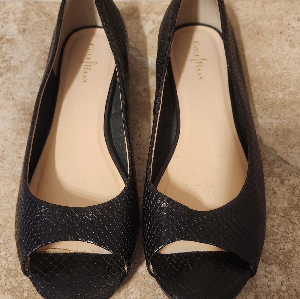 Cole Haan Black Open Toe Flats